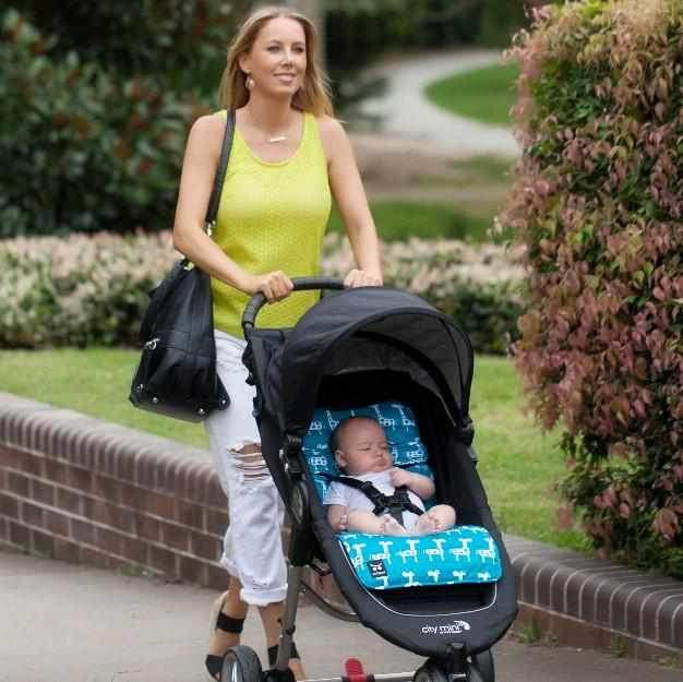 Pram Liner -Teal Giraffe