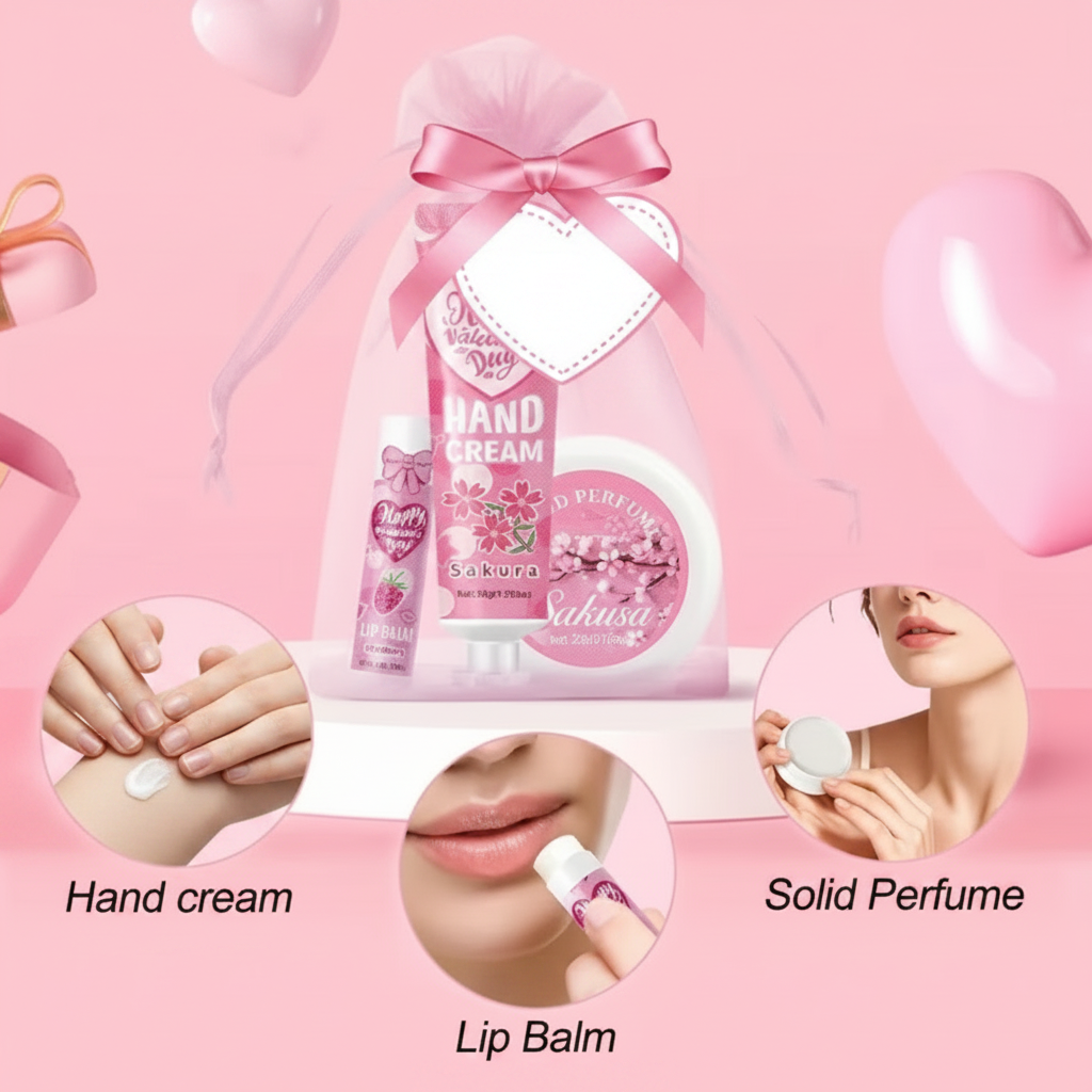 Valentine Mini Self-Care Gift Bag (Hand Cream + Lip Balm + Solid Perfume)
