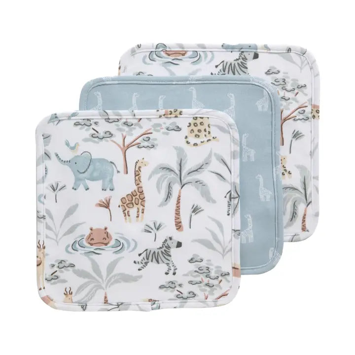 3 Pack Wash cloths - Wild Safari