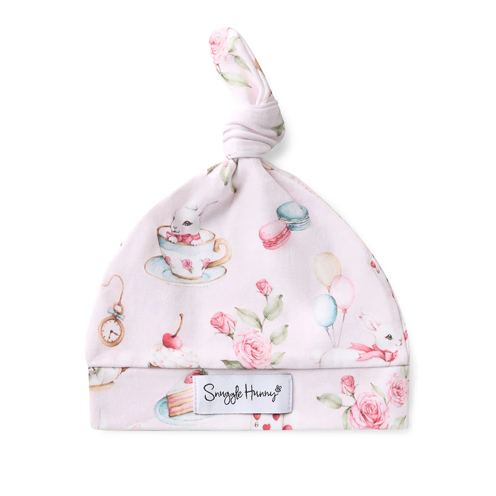 Organic Knotted Beanie- Alice's Tea Party