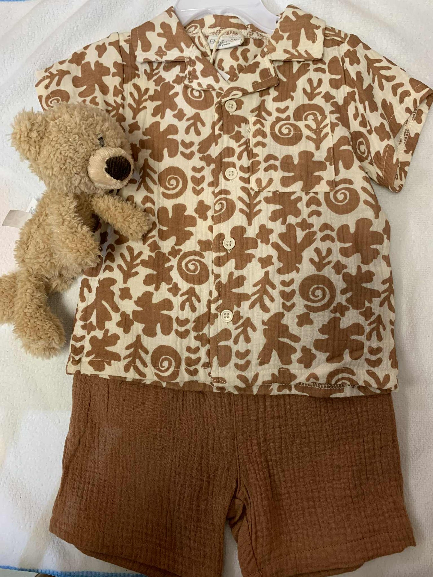 Ela & Ren Baby Boys Muslin Fabric Shirt & Short Outfit - 18-24 Months
