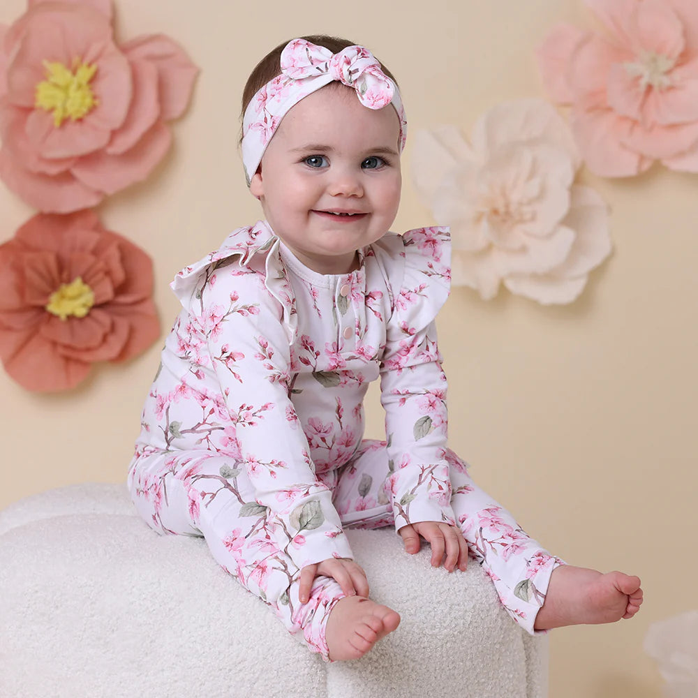 Cherry Blossom Organic Growsuit with Frill