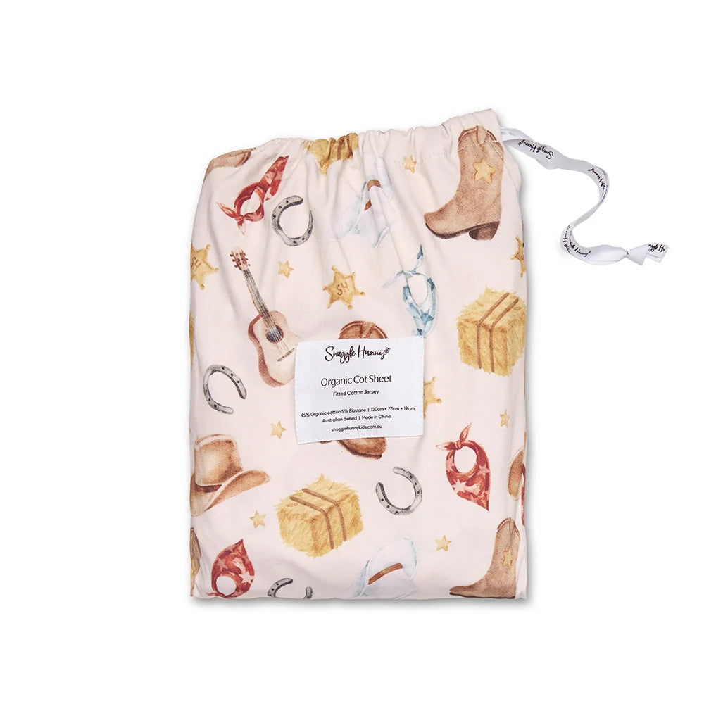 Cowboys Organic Fitted Cot Sheet