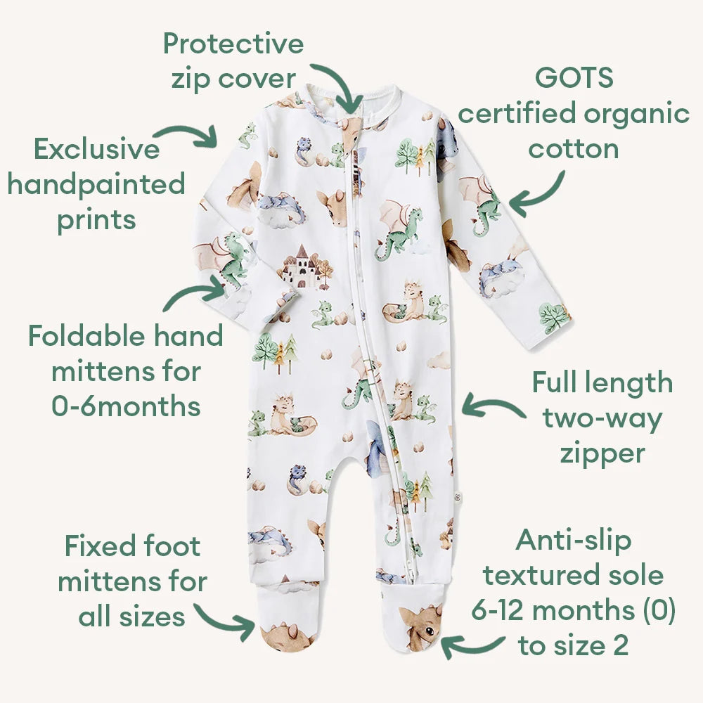 Dragon Organic Snuggle Sleepsuit Zip Footie
