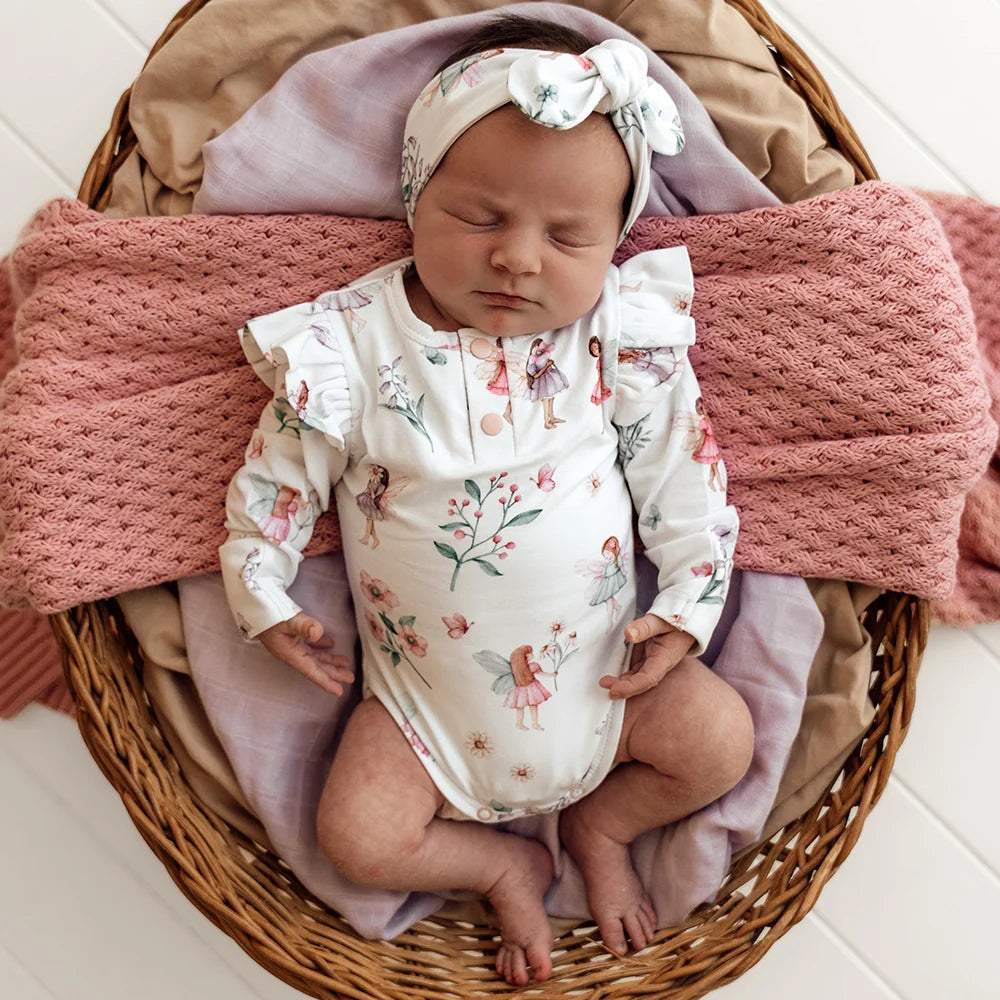 Fairy Garden Long Sleeve Organic Bodysuit with Frill