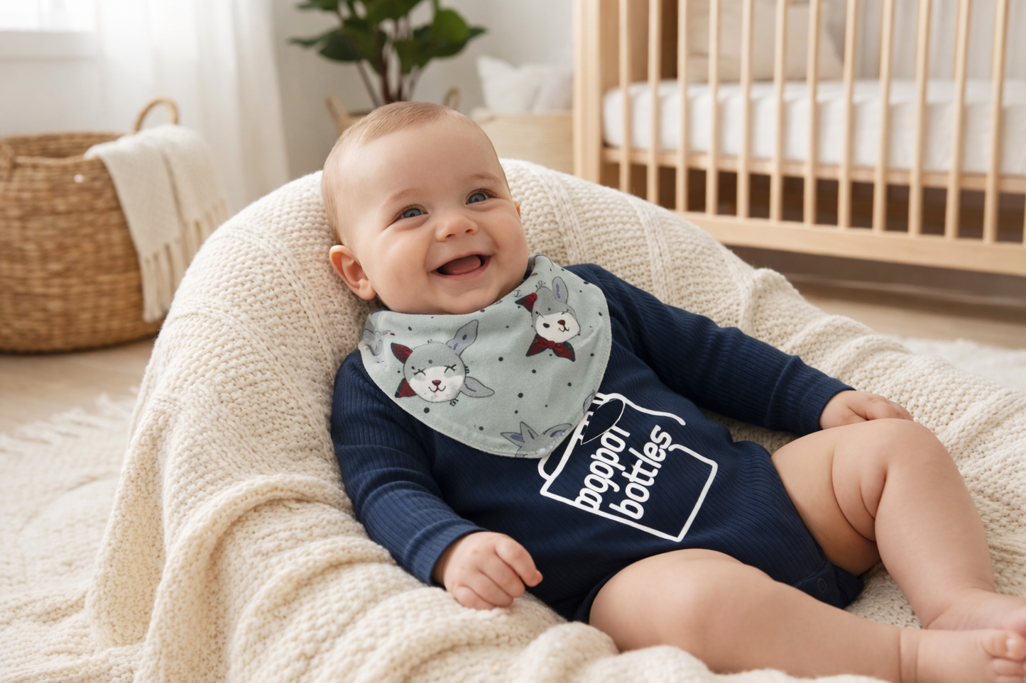 Handmade Bandana Bib- Rabbit