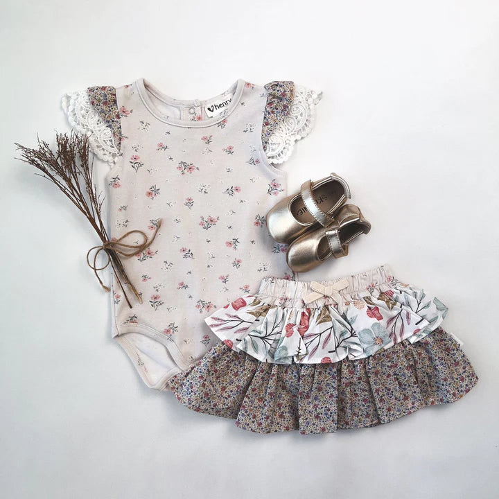 Baby Girls Frilly Pilcher Skirt - Fairy floss Sunset