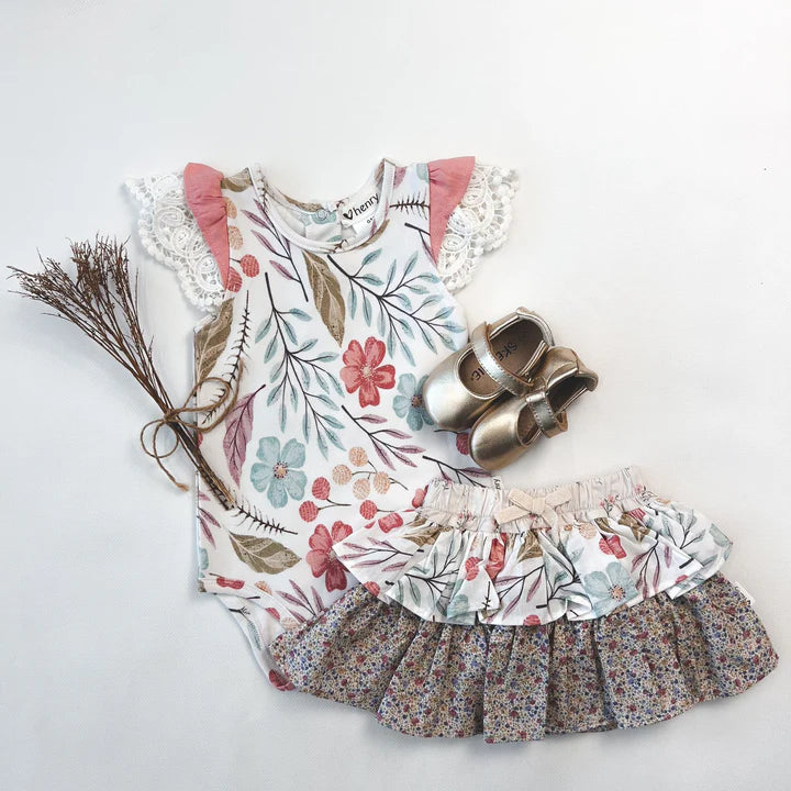 Baby Girls Frilly Pilcher Skirt - Fairy floss Sunset