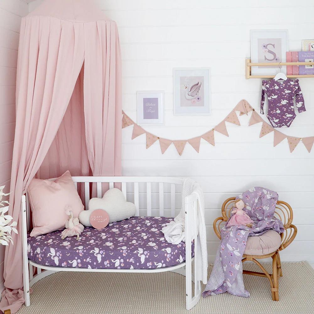 Midnight Swan Organic Cot Sheet