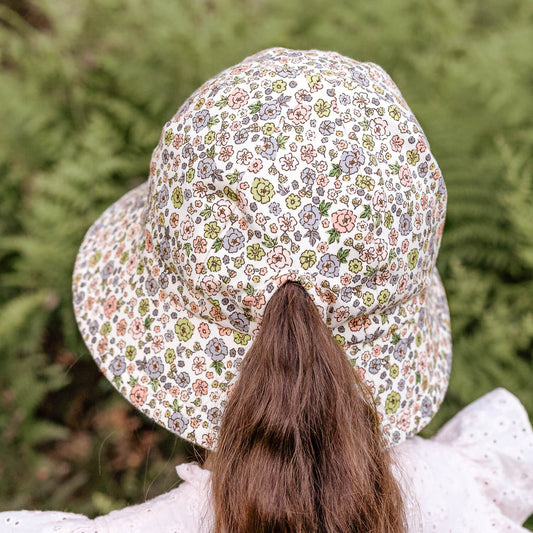 Ponytail Bucket Sun Hat - Floret