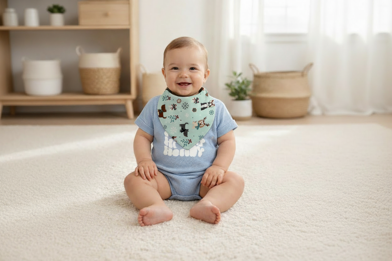 Handmade Bandana Bib-Christmas Snowflake