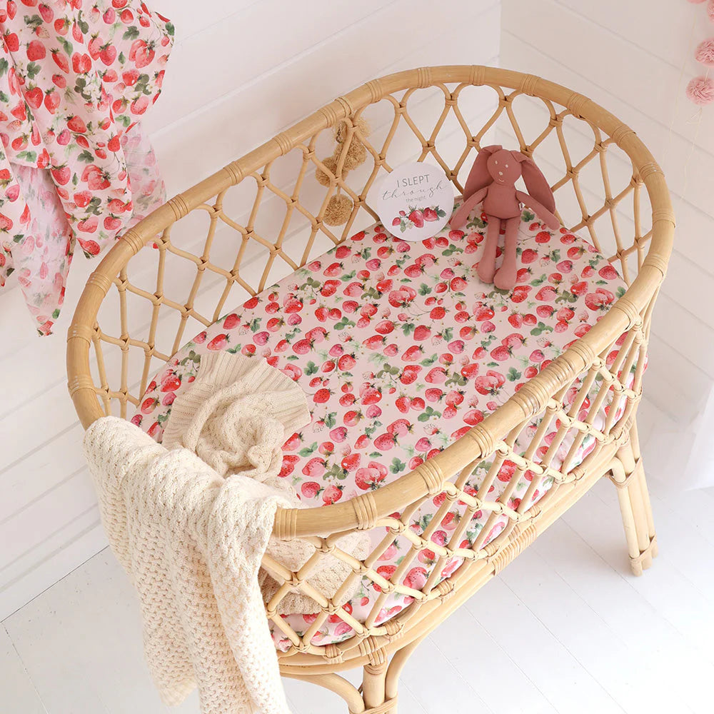 Strawberry Organic Bassinet Sheet / Change Pad Cover