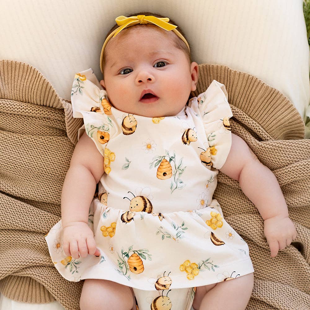 Bumblebees Short Sleeve Organic Dress: 6-12 Months (0)