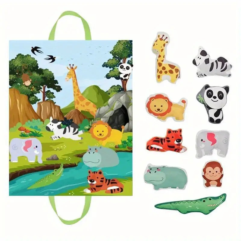 Fabric Toy Set - Sensory Play Mat with Plush Toys & Storage