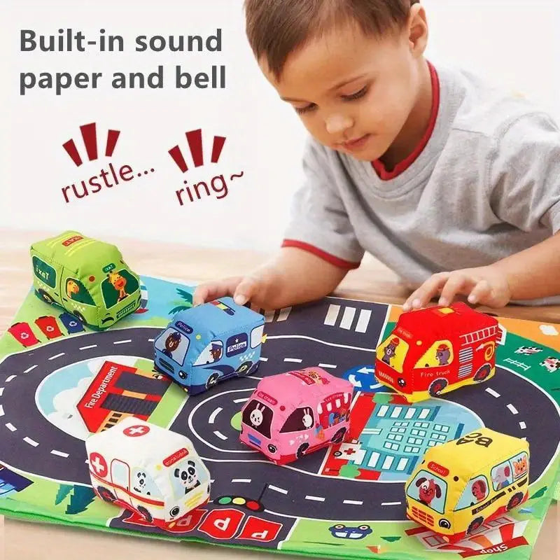 Fabric Toy Set - Sensory Play Mat with Plush Toys & Storage