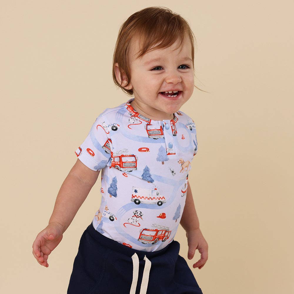 To The Rescue Short Sleeve Organic Bodysuit: 0-3 Months (000)