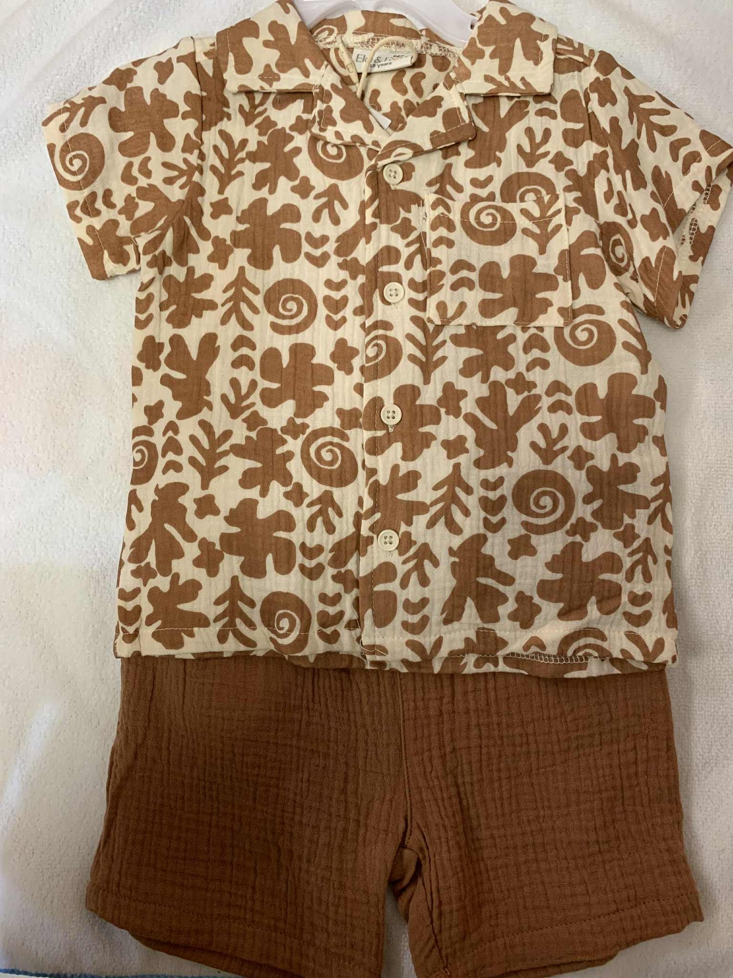 Ela & Ren Baby Boys Muslin Fabric Shirt & Short Outfit - 18-24 Months
