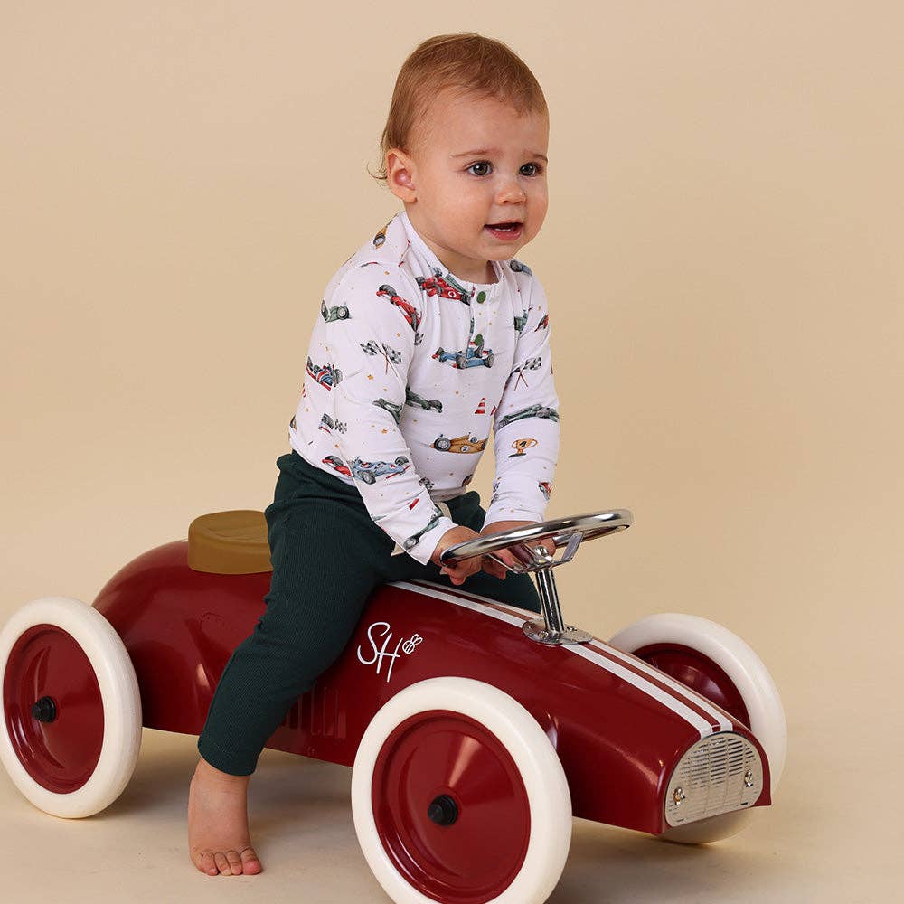 Little Racers Long Sleeve Organic Bodysuit: 3-6 Months (00)