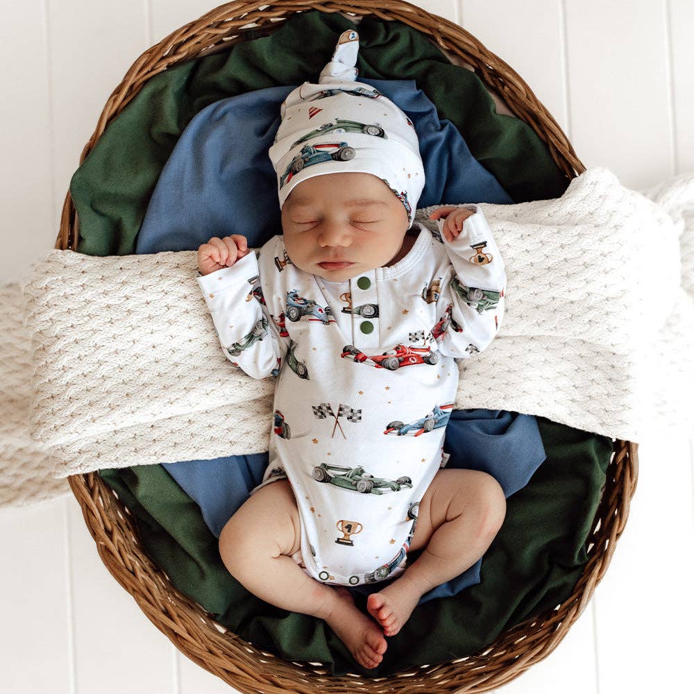 Little Racers Long Sleeve Organic Bodysuit: 3-6 Months (00)