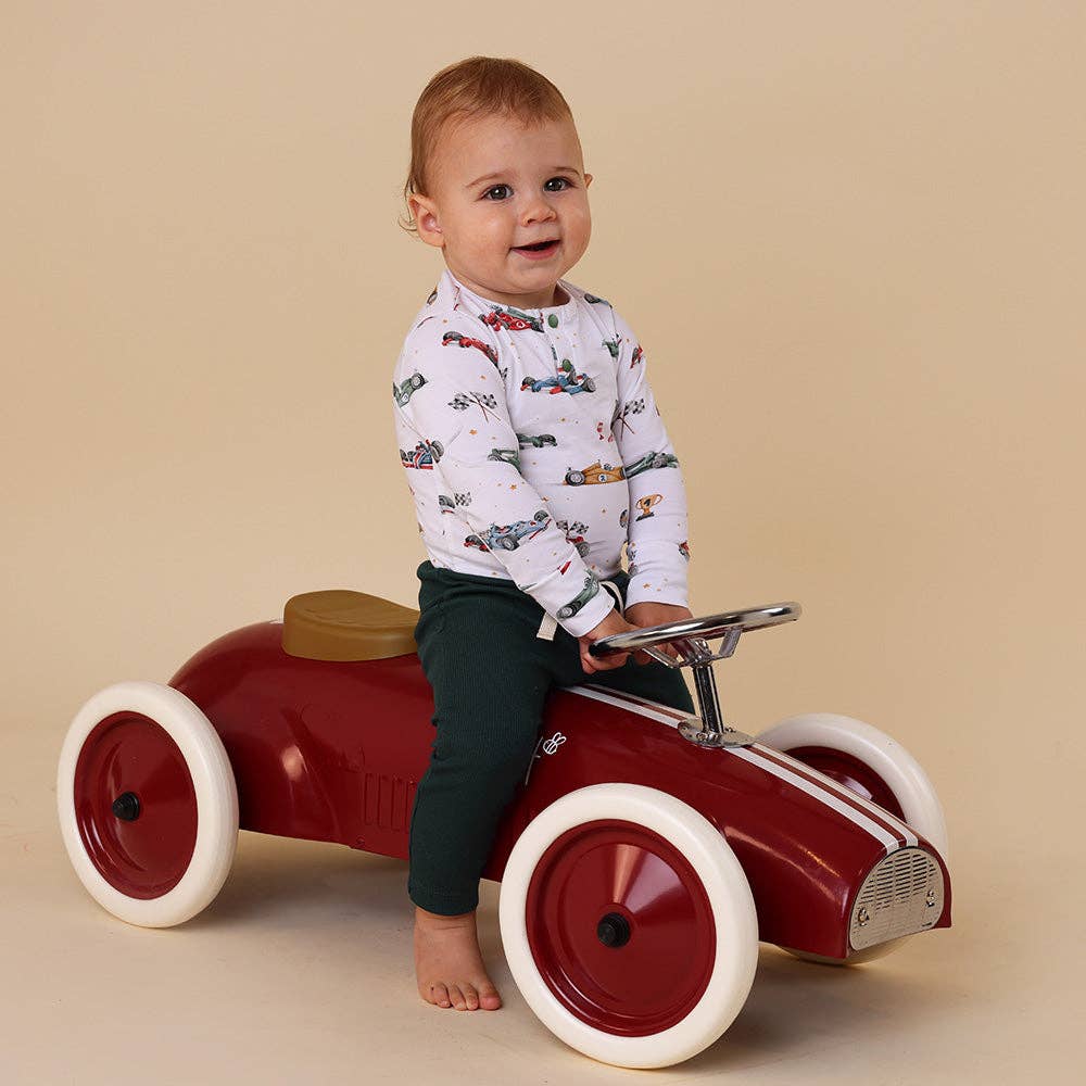 Little Racers Long Sleeve Organic Bodysuit: 0-3 Months (000)