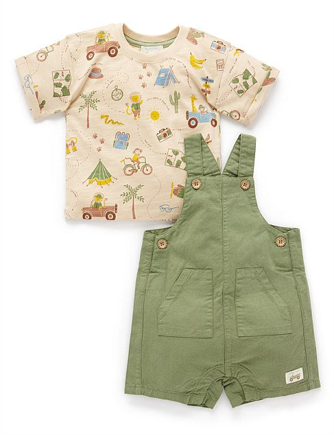Linen Blend Overall Set