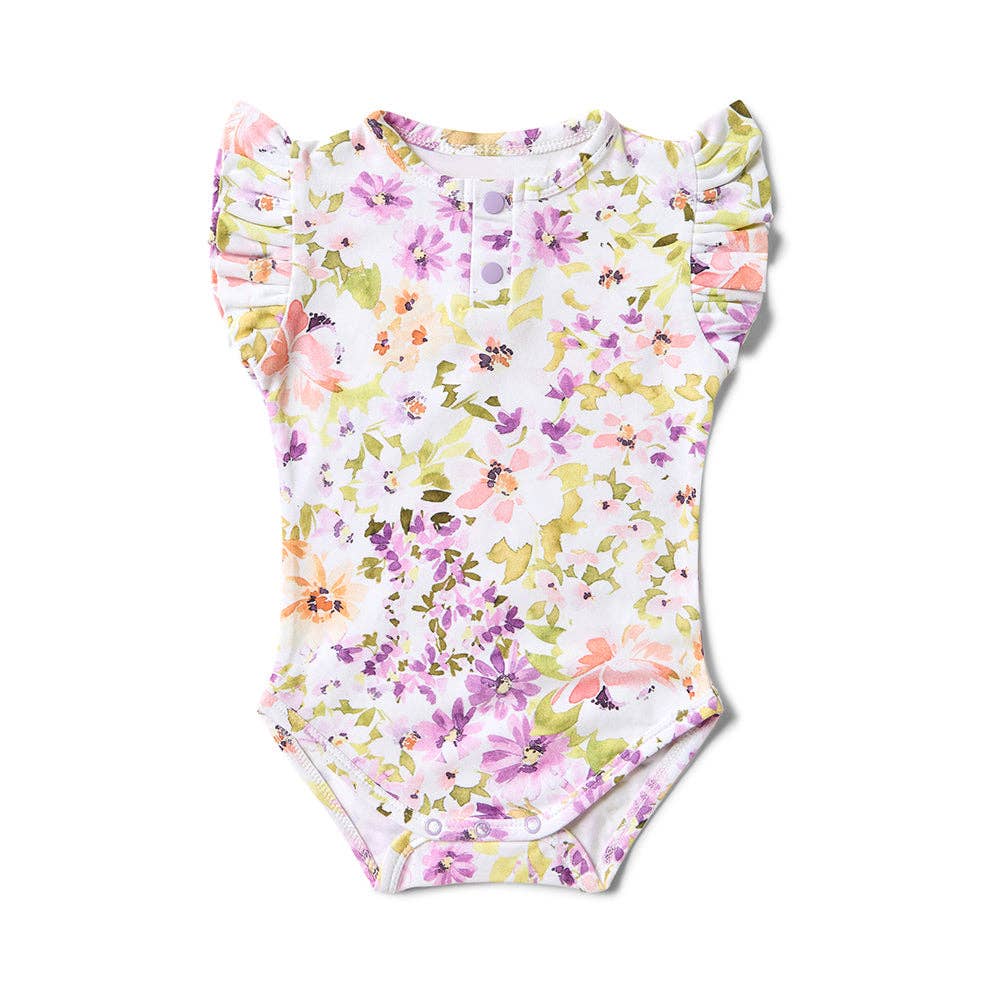 Isla Short Sleeve Organic Bodysuit with Frill: 0-3 Months (000)