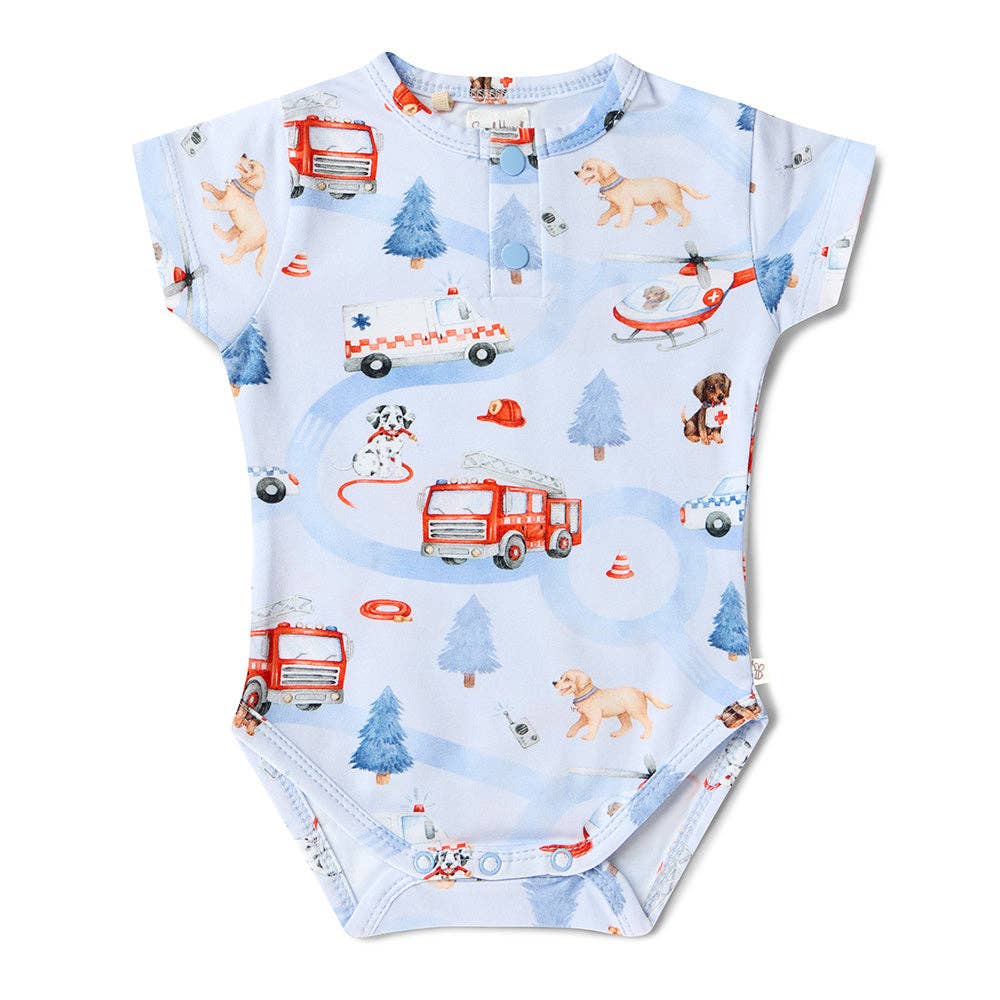 To The Rescue Short Sleeve Organic Bodysuit: 0-3 Months (000)
