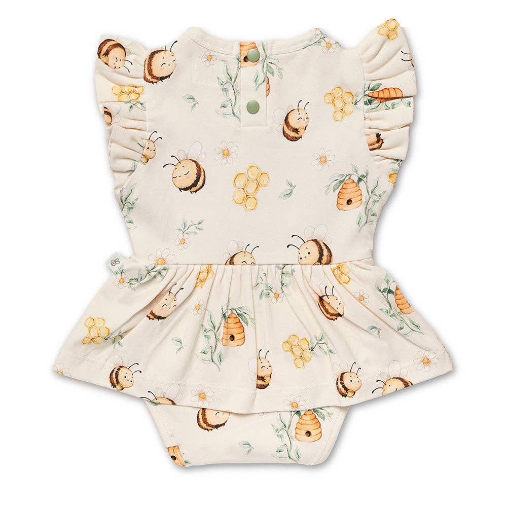 Bumblebees Short Sleeve Organic Dress: 6-12 Months (0)