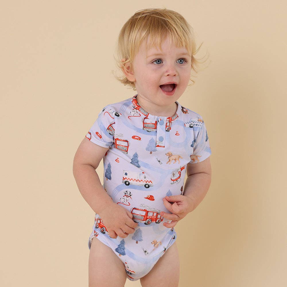 To The Rescue Short Sleeve Organic Bodysuit: 3-6 Months (00)