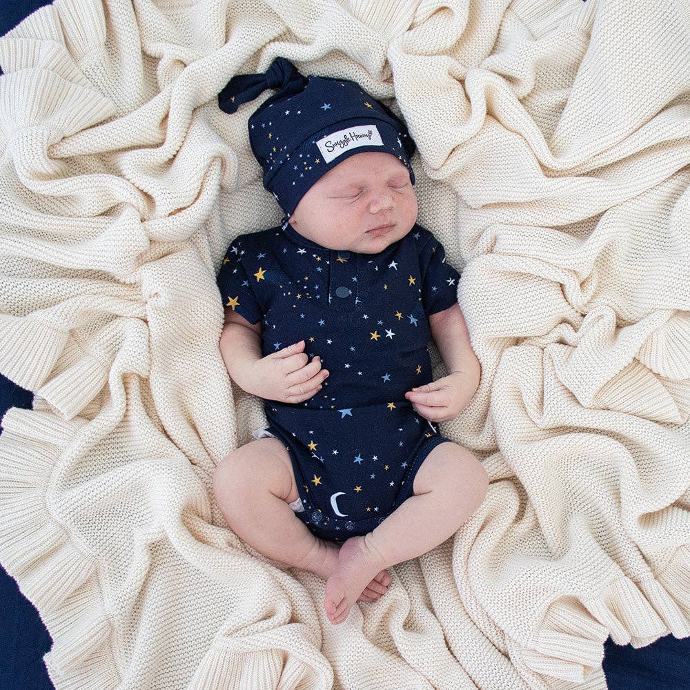 Starry Night Short Sleeve Organic Bodysuit: 0-3 Months (000)