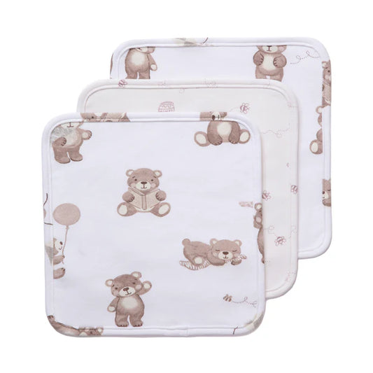 3 Pack Wash cloths - cuddly Bear