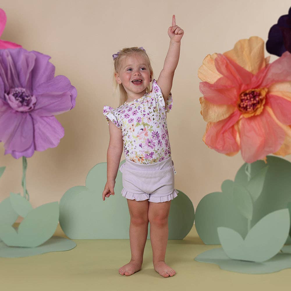 Isla Short Sleeve Organic Bodysuit with Frill: 0-3 Months (000)
