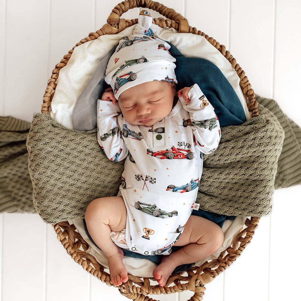 Little Racers Long Sleeve Organic Bodysuit: 0-3 Months (000)
