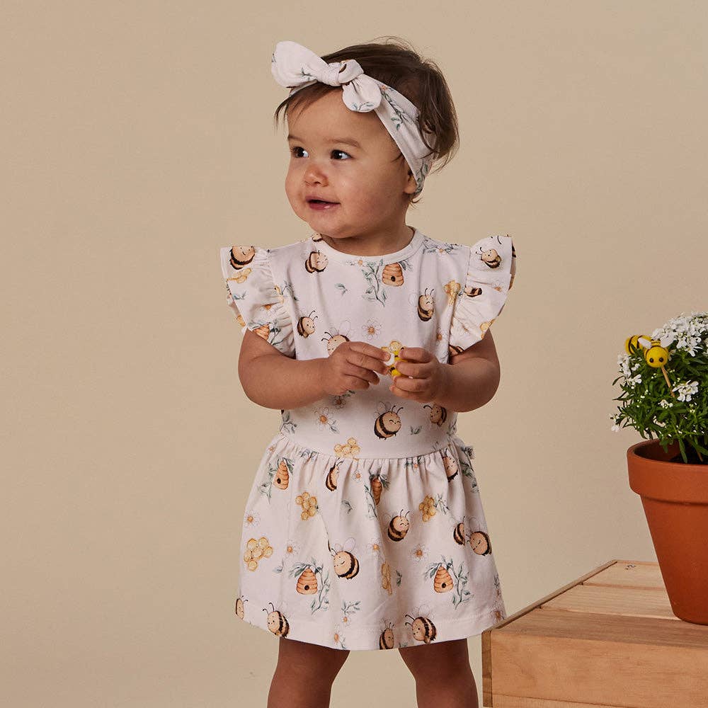 Bumblebees Short Sleeve Organic Dress: 6-12 Months (0)