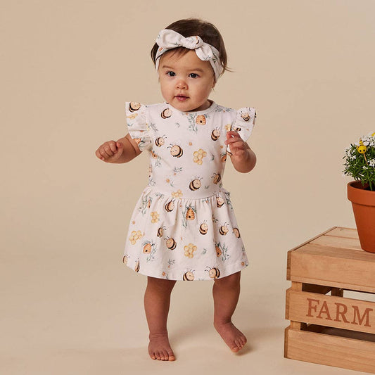 Bumblebees Short Sleeve Organic Dress: 0-3 Months (000)