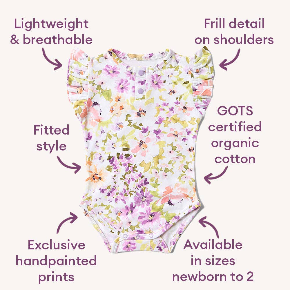 Isla Short Sleeve Organic Bodysuit with Frill: 0-3 Months (000)
