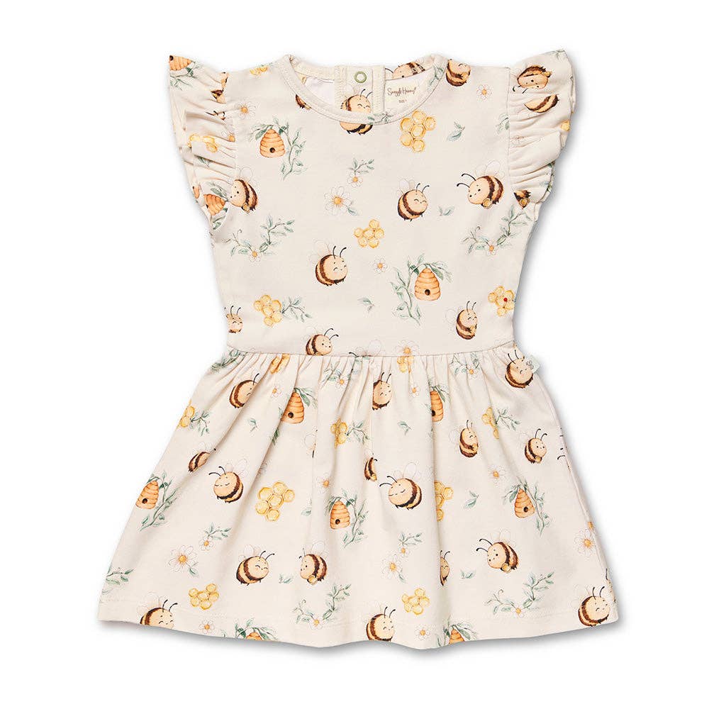 Bumblebees Short Sleeve Organic Dress: 6-12 Months (0)