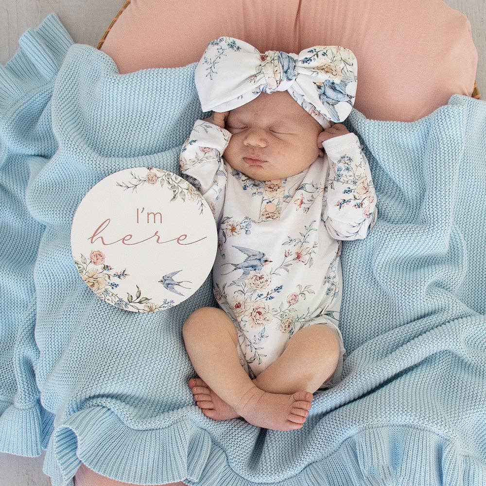 Sweet Swallows Long Sleeve Organic Bodysuit with Frill: 3-6 Months (00)
