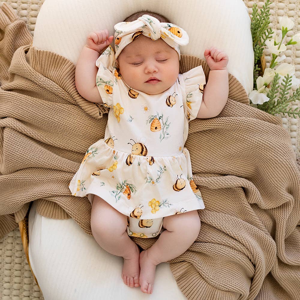 Bumblebees Short Sleeve Organic Dress: 6-12 Months (0)
