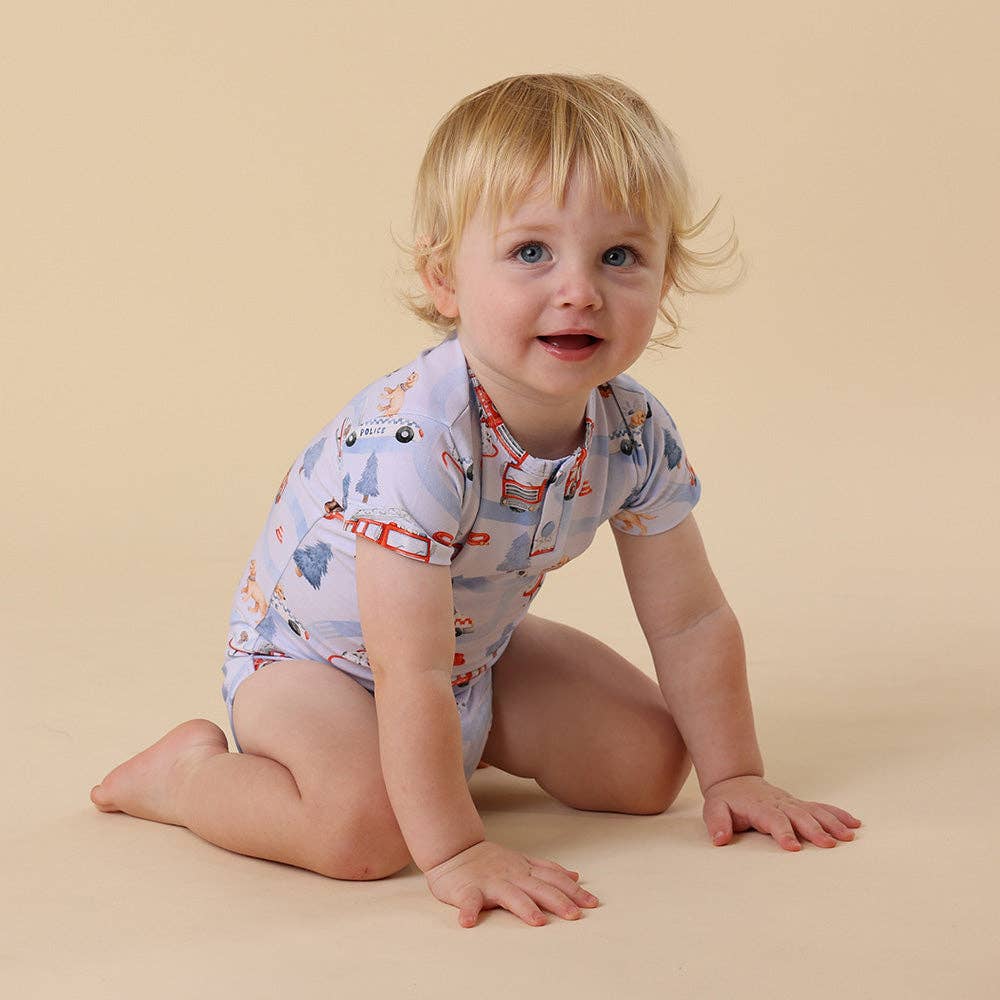 To The Rescue Short Sleeve Organic Bodysuit: 0-3 Months (000)
