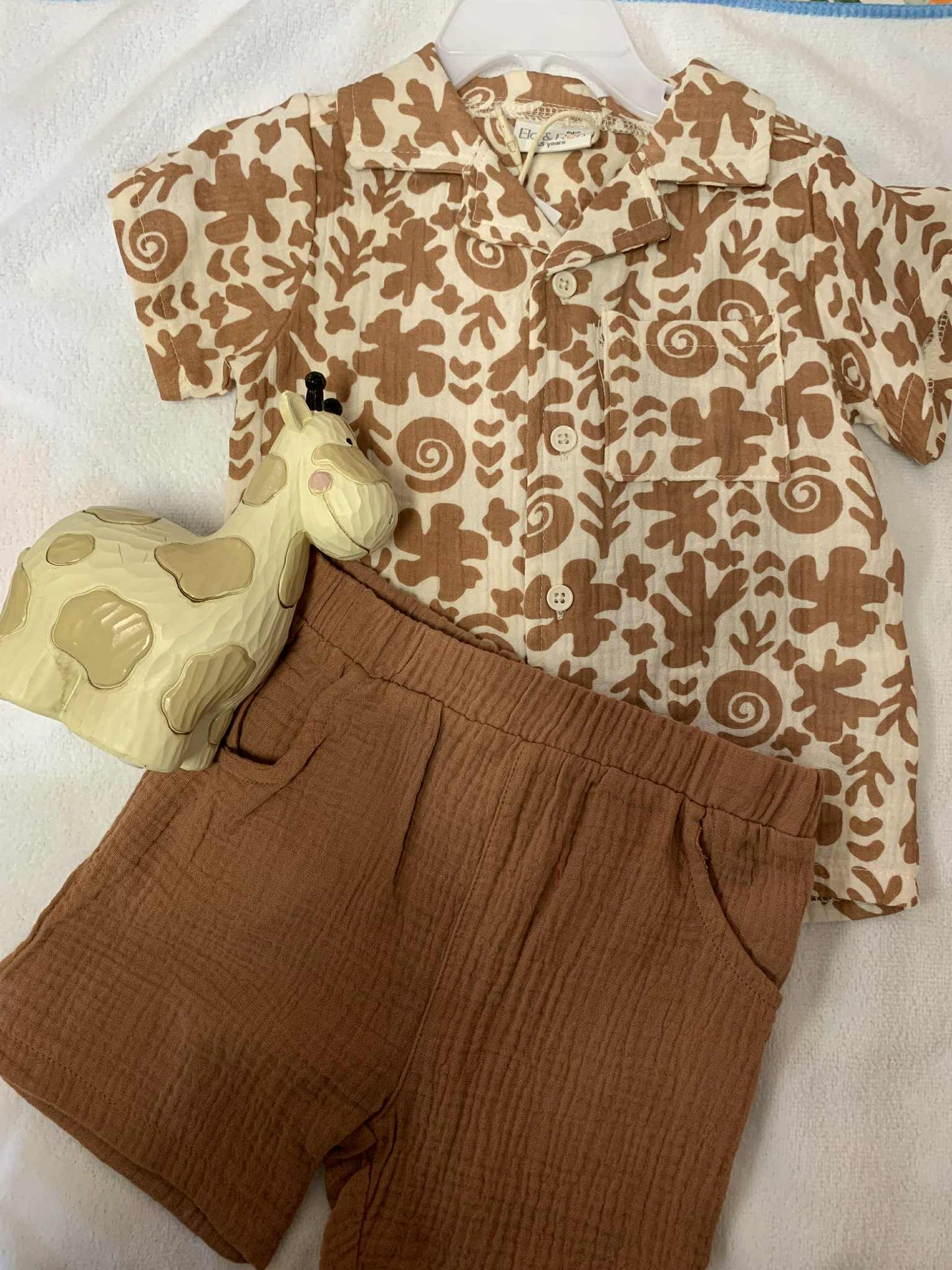 Ela & Ren Baby Boys Muslin Fabric Shirt & Short Outfit - 18-24 Months