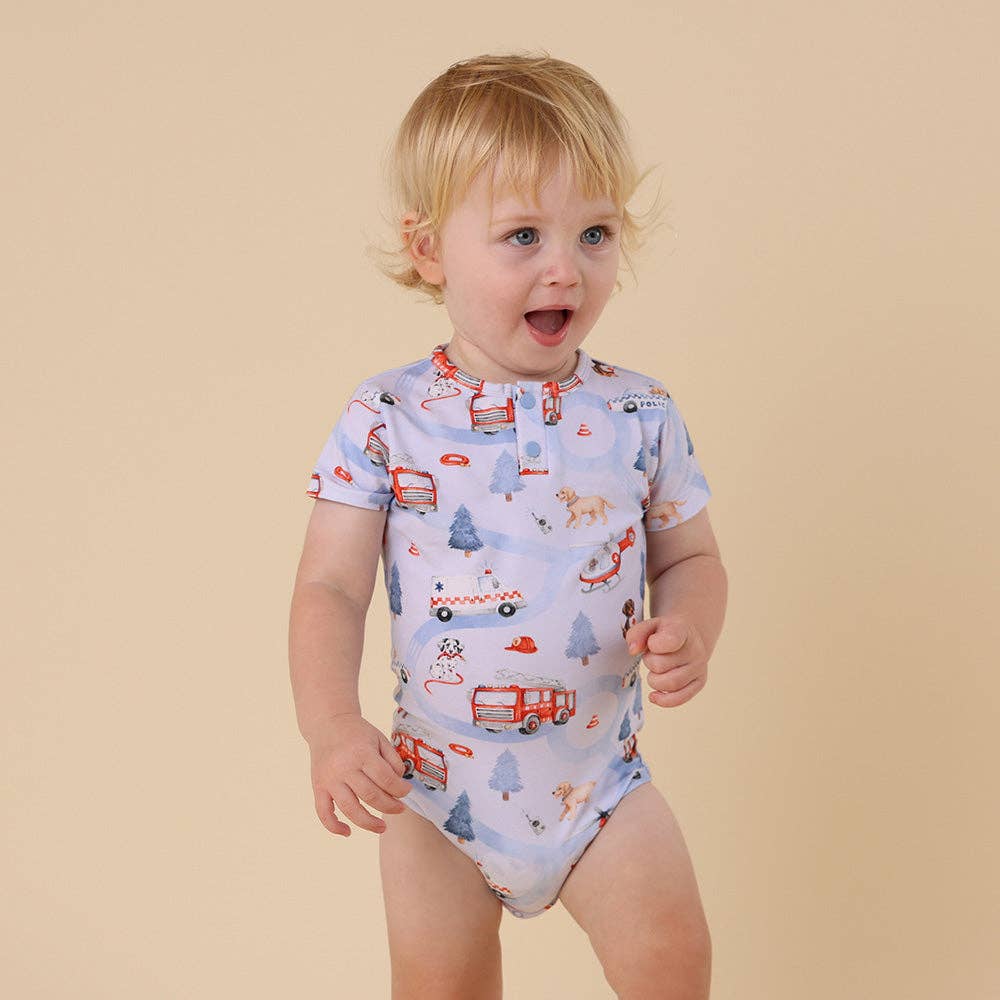 To The Rescue Short Sleeve Organic Bodysuit: 3-6 Months (00)