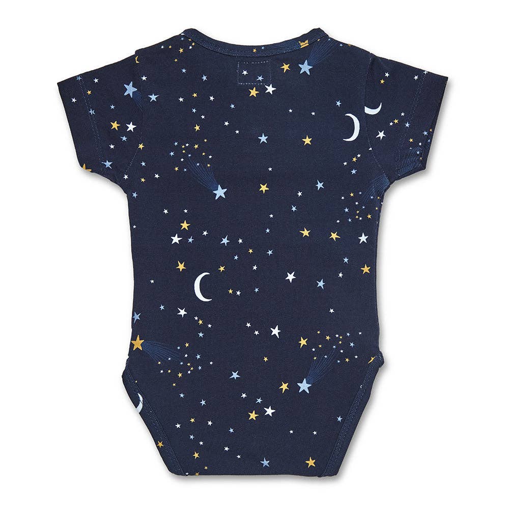 Starry Night Short Sleeve Organic Bodysuit: 0-3 Months (000)