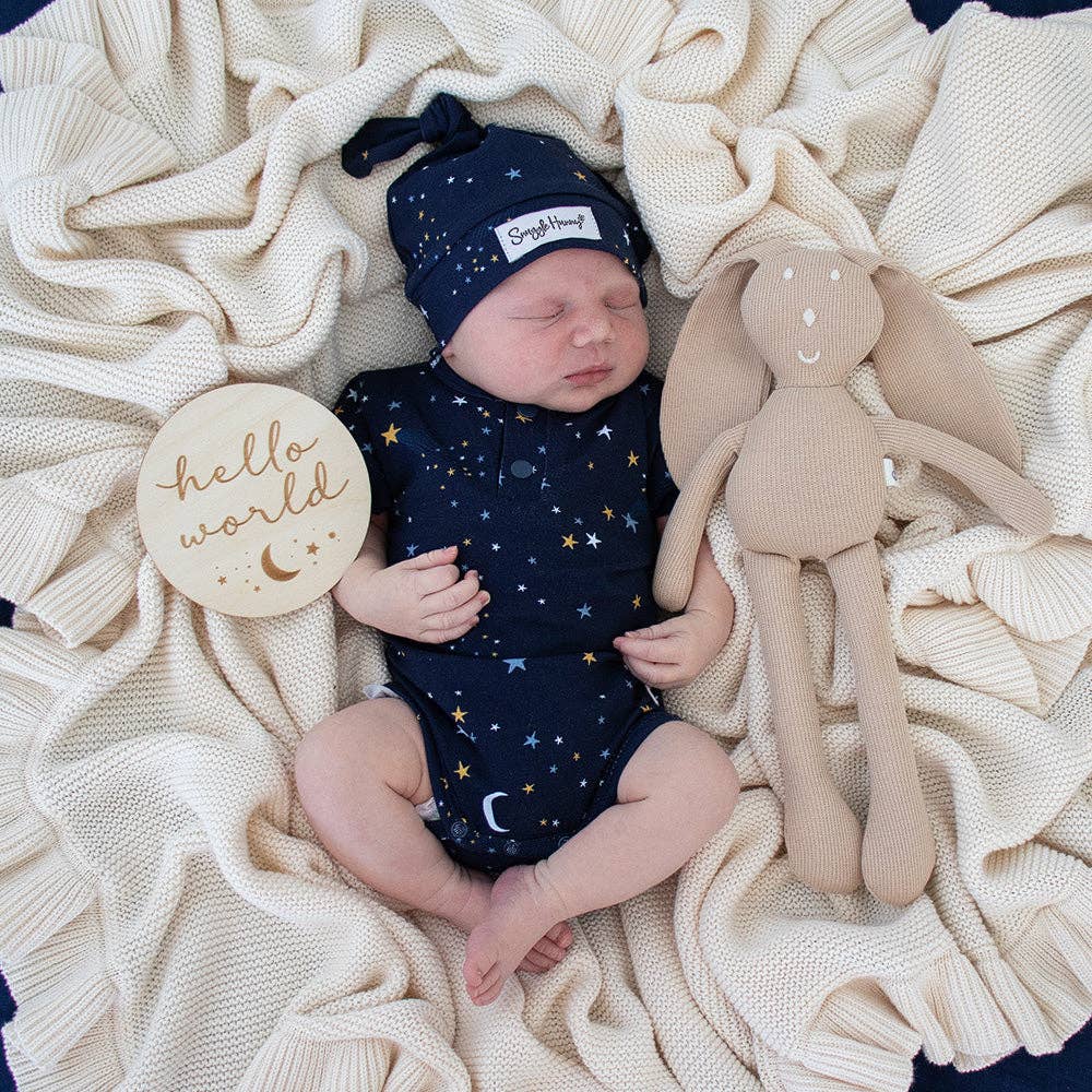 Starry Night Short Sleeve Organic Bodysuit: 0-3 Months (000)