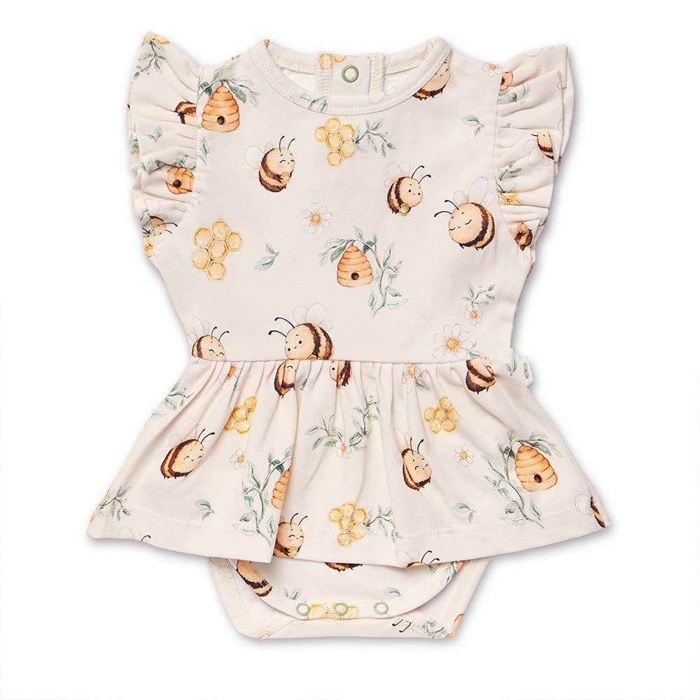 Bumblebees Short Sleeve Organic Dress: 6-12 Months (0)