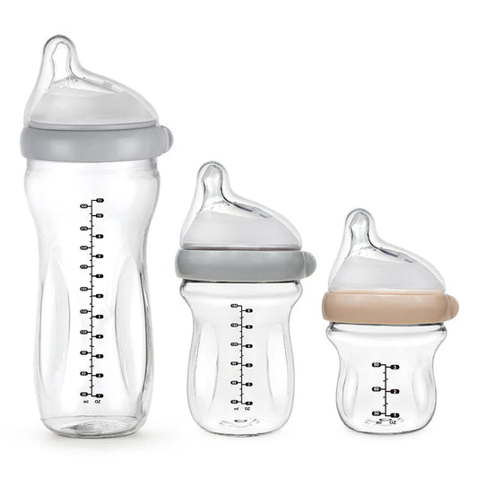 Haakaa Glass Baby Bottle 120ml Slow Teat Peach