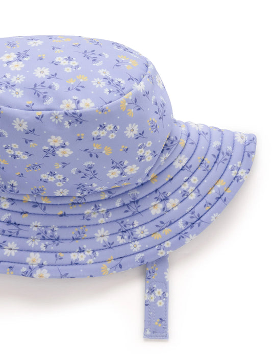 BROAD BRIM SWIM HAT- Blue Daisy