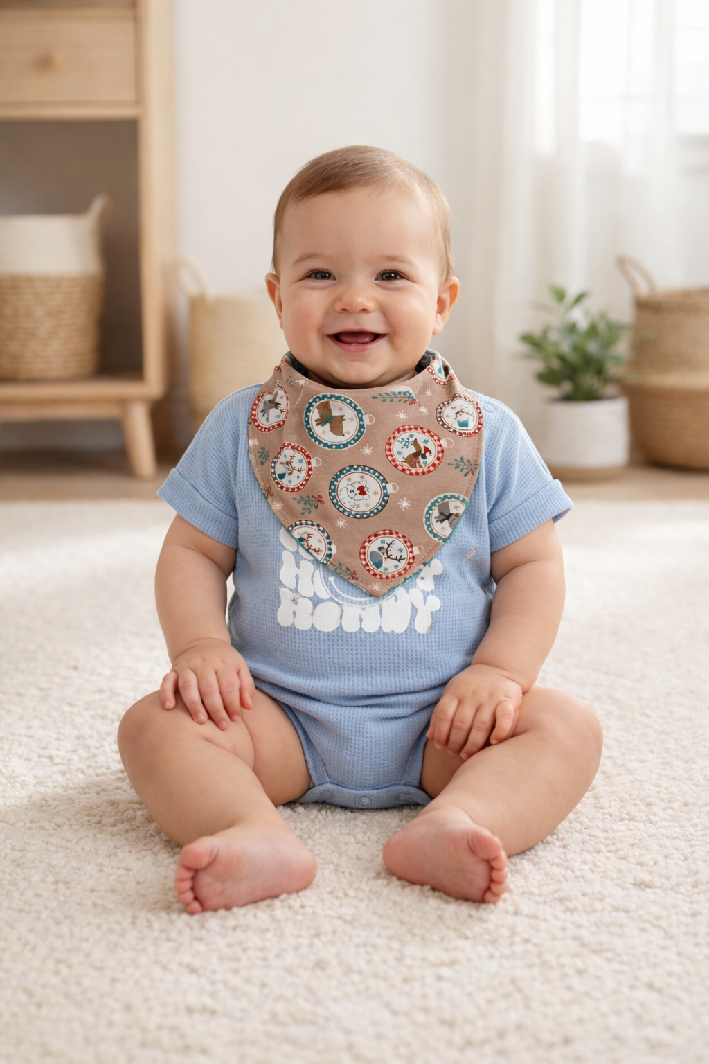 Handmade Bandana Bib- Christmas Bauble