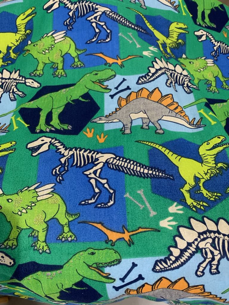 Handmade Reversible Cot Quilt- Dinosaurs