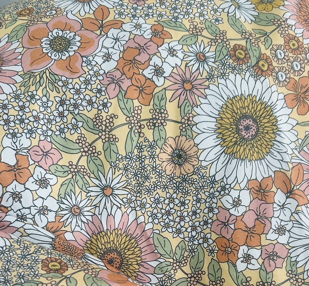 Handmade Reversible Cot Quilt- Floral Native
